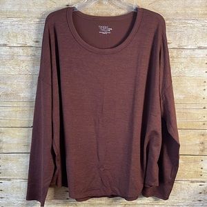 Time and Tru Womens Brown Long Sleeve Hacci Top Size XXXL 22